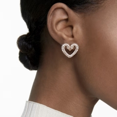 SWAROVSKI Una stud earrings (Pavé, Heart, Medium, White, Rose gold-tone plated) - Khuyên tai hình tim - SWAROVSKI - JEWELRY