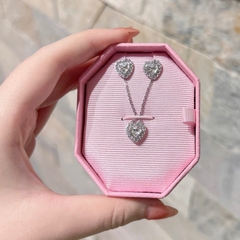 CHÍNH HÃNG - SWAROVSKI x Ariana Grande set (Mixed cuts, Heart, White, Rhodium plated) - SET - EARRINGS - NECKLACE - Khuyên tai + dây cổ, pha lê trắng, trái tim - JEWELRY