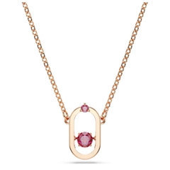 SWAROVSKI Sparkling Dance pendant (Round cut, Oval shape, Red, Rose gold-tone plated) - Dây chuyền pha lê đỏ chuyển động - JEWELRY NECKLACE