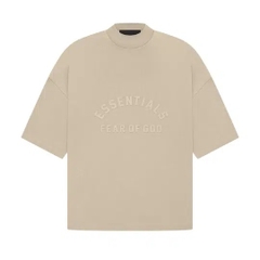 Áo Fear of God FOG Essentials Tee Dusty Beige - Áo thun cổ tròn tay lỡ màu be, chữ vòng cung