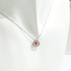 SWAROVSKI Una necklace (Trilliant cut, Pink, Rhodium plated) - Dây cổ, dây chuyền, pha lê hồng chuyển động - JEWELRY NECKLACE