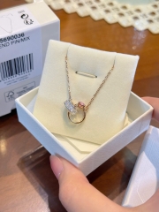 SWAROVSKI Connexus pendant (Pink Heart ring & Round, Mixed metal finish) - Dây cổ, chuyền, trái tim hồng..