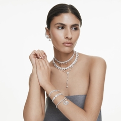 CHÍNH HÃNG - SWAROVSKI x Ariana Grande - Tennis bracelet (Mixed cuts, Heart, White, Rhodium plated) - Vòng, lắc tay, đính đá pha lê đa trắng, trái tim - JEWELRY BRACELET