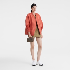 MINI SIZE - TÚI LONGCHAMP LE PLIAGE GREEN POUCH WITH HANDLE - TERRA - Recycled Canvas - Túi xách màu nâu đất