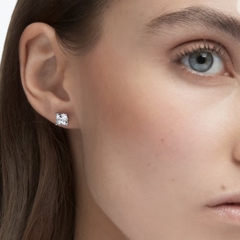 SWAROVSKI Attract stud earrings (Square cut, White, Rhodium plated) - Khuyên tai thiên nga pha lê trắng - JEWELRY