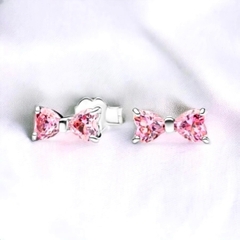 PANDORA Sparkling Pink Bow Stud Earrings (Sterling Silver, Zirconia) - Khuyên tai hình nơ, bạc 925, đính đá CZ hồng - Jewelry