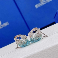 SWAROVSKI Iconic SWAN earrings (Swan, Blue, Rhodium plated) - KHUYÊN TAI THIÊN NGA XANH CHUYỂN MÀU OMBRE - SWAROVSKI - JEWELRY