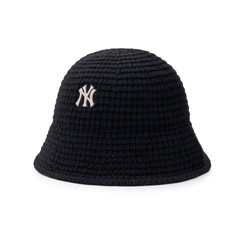 Mũ MLB Unisex basic wool knit BLACK bucket hat - Mũ len màu đen