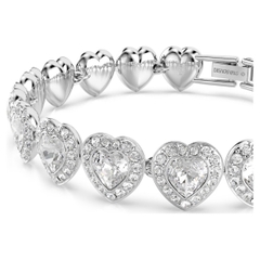 CHÍNH HÃNG - SWAROVSKI x Ariana Grande - Tennis bracelet (Mixed cuts, Heart, White, Rhodium plated) - Vòng, lắc tay, đính đá pha lê đa trắng, trái tim - JEWELRY BRACELET