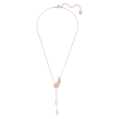 SWAROVSKI Nice Y pendant (Feather, White, Rose gold-tone plated) - Dây cổ, dây chuyền lông vũ hồng vàng dáng thả dài - SWAROVSKI - JEWELRY NECKLACE