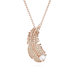 SWAROVSKI Nice pendant (Feather, White, Rose gold-tone plated) - Dây cổ, dây chuyền lông vũ hồng vàng - SWAROVSKI - JEWELRY NECKLACE