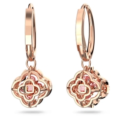 SWAROVSKI Una drop earrings (Clover, Pink, Rose gold-tone plated) - Khuyên tai pha lê hồng - JEWERY