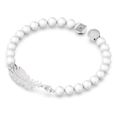 SWAROVSKI Nice bracelet (Magnetic closure, Feather, White, Rhodium) - Vòng/lắc tay ngọc trai pha lê, lông vũ - SWAROVSKI - JEWELRY
