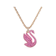 SWAROVSKI Swan pendant (Medium, Pink, Rose gold-tone plated) - Dây cổ, dây chuyền, hình thiên nga, pha lê hồng - JEWELRY NECKLACE