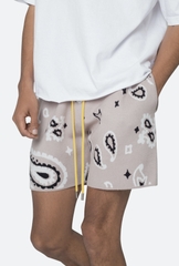 QUẦN MNML PAISLEY KNIT SHORTS TAUPE - QUẦN NGẮN MÀU BE HOẠ TIẾT