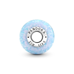 PANDORA Opalescent Ocean Blue Charm (Silver Sterling, Opal Lap-created) - Hạt trang trí vòng tay hình tròn thuỷ tinh, bạc 925, đá Opal nhân tạo màu xanh đại dương