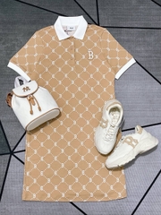 Váy MLB Women's Diamond Monogram B BOSTON DRESS POLO BEIGE