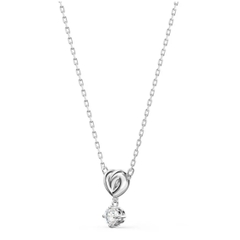 SWAROVSKI Lifelong Heart pendant (White, Rhodium plated) - Dây cổ, dây chuyền hình tim phối đá pha lê trắng - NECKLACE Jewelry