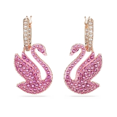 SWAROVSKI Swan drop earrings (Pink, Rose gold-tone plated) - Khuyên tai, hình thiên nga, pha lê hồng - JEWERY