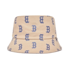 [SALE] MLB MONOGRAM B BOSTON REDSOX BUCKET BEIGE - Mũ vành tròn, tone be