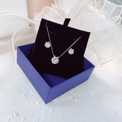 SWAROVSKI Bella V set (Round cut, White, Rhodium plated) - EARRINGS & NECKLACE - Khuyên tai + dây cổ, pha lê trắng - JEWELRY