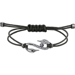 SWAROVSKI Crystal Power Collection Hook Bracelet, Black, Rhodium - Vòng/lắc tay pha lê trắng, dây dù thắt màu đen - JEWELRY