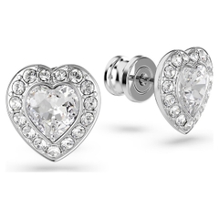 CHÍNH HÃNG - SWAROVSKI x Ariana Grande - stud earrings (Mixed cuts, Heart, White, Rhodium plated) - Khuyên tai, đính pha lê trắng, trái tim - JEWERY