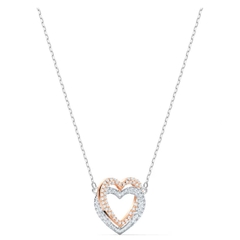 SWAROVSKI Hyperbola necklace (Heart, White, Mixed metal finish) - Dây cổ, dây chuyền hình trái tim đôi - JEWELRY NECKLACE