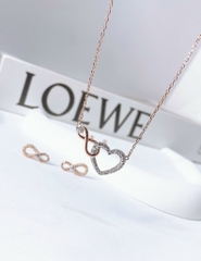 SWAROVSKI Hyperbola set (Infinity and heart, White, Mixed metal finish) - EARRINGS & NECKLACE - Khuyên tai + dây cổ hình trái tim vô cực - JEWELRY