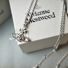 VIVIENNE WESTWOOD Mayfair Bas Relief Pendant Necklace - Dây cổ/chuyền hình quả cầu hai chiều, phối đá CZ trắng - JEWELRY NECKLACE