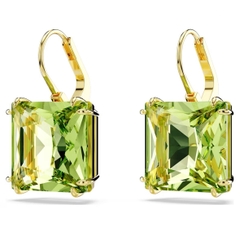 SWAROVSKI Millenia drop earrings (Square cut, Green, Gold-tone plated) - Khuyên tai pha lê xanh lá - JEWELRY