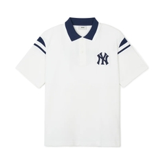 Áo MLB Varsity shoulder color overfit collar polo shirt New York Yankees WHITE