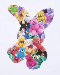 ÁO ADLV BEAR DOLL FUZZY RABBIT T-SHIRT WHITE - ÁO THUN CỔ TRÒN TAY LỠ, HÌNH THỎ, MÀU TRẮNG