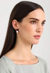 SWAROVSKI Iconic Swan earrings (Crystal pearl, Black, Rose-gold tone) - Khuyên tai pha lê thiên nga đen, ngọc trai pha lê - JEWERY