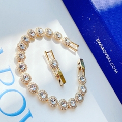 SWAROVSKI Una Angelic Tennis bracelet (Round cut, Pavé, Medium, White, Gold-tone plated) - Vòng/lắc tay pha lê trắng, dây vàng - JEWELRY