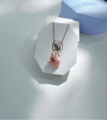 SWAROVSKI Swan pendant (Mixed cuts, WHITE/BLUE/PINK/RED) - Dây cổ, chuyền, đính đá pha lê trắng/xanh/hồng/đỏ, thiên nga - JEWELRY NECKLACE