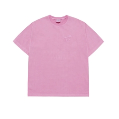 ADLV APPLIQUE LOGO PIGMENT TSHIRT PINK - Áo thun cổ tròn tay lỡ màu hồng