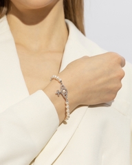 VIVIENNE WESTWOOD Olympia Pearl Chain Bracelet - Vòng/lắc tay hình quả cầu hai chiều, phối đá CZ trắng, pha lê ngọc trai - JEWELRY BRACELETS