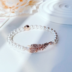 SWAROVSKI Nice bracelet (Feather, White, Rose gold-tone plated) - Vòng/lắc tay ngọc trai pha lê, lông vũ - SWAROVSKI - JEWELRY