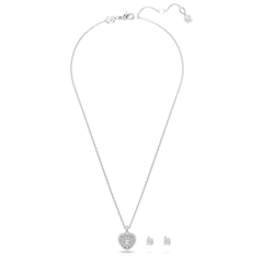SWAROVSKI Hyperbola set (Crystal pearl, Heart, White, Rhodium plated) - EARRINGS & NECKLACE - Khuyên tai + dây cổ, ngọc trai pha lê trắng - JEWELRY