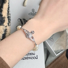 VIVIENNE WESTWOOD Mini Bas Relief Pearl Bracelet - Vòng/lắc tay hình quả cầu, phối đá pha lê trắng, pha lê ngọc trai - JEWELRY BRACELETS