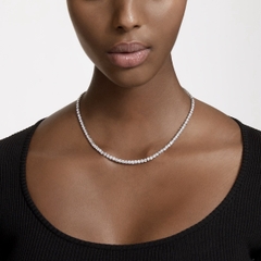 CHÍNH HÃNG - Matrix Tennis necklace (Round cut, White, Rhodium plated) - Dây cổ, chuyền pha lê trắng (0,4mm) (M-41cm) - JEWELRY
