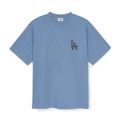 MLB Denim-like monotiv overfit functional short-sleeve T-shirt LA Dodgers Blue - Áo thun cổ tròn, tay lở màu xanh