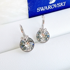 SWAROVSKI Bella V drop earrings (Round cut, White, Rhodium plated) - Khuyên tai tròn, pha lê trắng - JEWERY