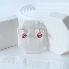 SWAROVSKI Bella V drop earrings (Round cut, Pink, Rose gold-tone plated) - Khuyên tai pha tròn màu hồng - JEWELRY