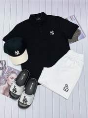 ÁO MLB BASIC WHITE BLACK SHIRT POLO