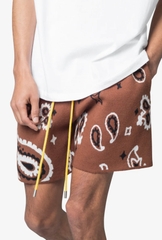 QUẦN MNML PAISLEY KNIT SHORTS BROWN - QUẦN NGẮN MÀU NÂU HOẠ TIẾT