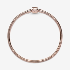 Pandora Moments Snake Chain Bracelet (Barrel Clasp, Metal blend, 14k Rose-gold plating) - Vòng/lắc tay hợp kim mạ vàng hồng 14k, khoá trụ, dáng mềm - JEWELRY BRACELET