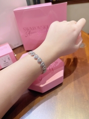 CHÍNH HÃNG - SWAROVSKI x Ariana Grande - Tennis bracelet (Mixed cuts, Heart, White, Rhodium plated) - Vòng, lắc tay, đính đá pha lê đa trắng, trái tim - JEWELRY BRACELET