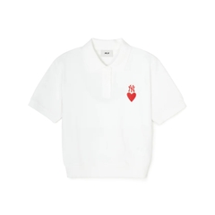 Áo MLB Polo Crop Heart NY Logo Shirt White